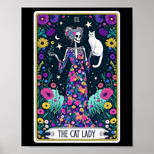 De Cat Lady Tarot Kaart Skelet Moederdag Cat L Poster (Voorkant)