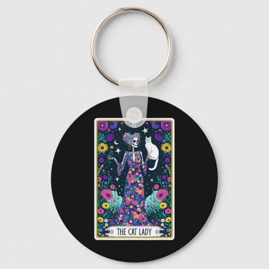 De Cat Lady Tarot Kaart Skelet Moederdag Cat L Sleutelhanger (Voorkant)