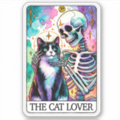 De Cat Lover Tarot Kaart Sticker: betoverde skelet Sticker (Voorkant)