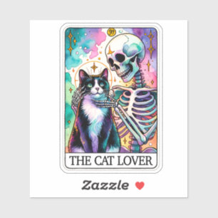 De Cat Lover Tarot Kaart Sticker: betoverde skelet Sticker
