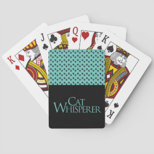 De Cat Whisperer zwart en blauwgroen leuk gezegde Pokerkaarten