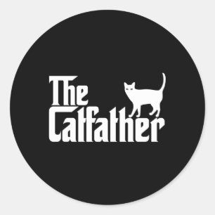 De Catfather Cat Cat Pap Fathers Dag Ronde Sticker