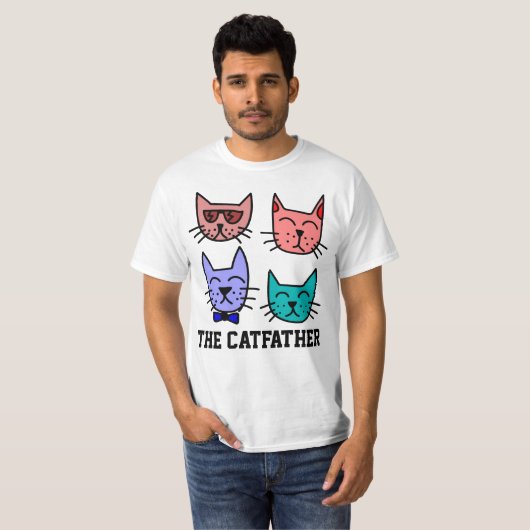 DE CATFATHER, Cat Dad T-shirts (Voorkant volledig)