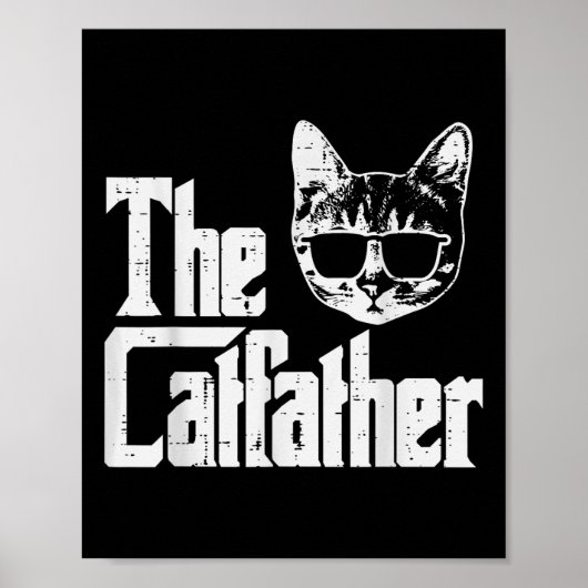 De Catfather Grappige Kat Papa Vaders Dag Film Pun Poster (Voorkant)