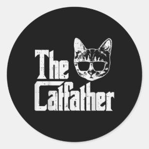 De Catfather Grappige Kat Papa Vaders Dag Film Pun Ronde Sticker