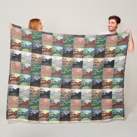 De Causeway van de Giant... Noord-Ierland Collage Fleece Deken (In situ)