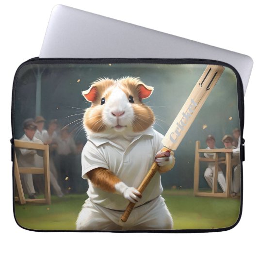 De cavia-cricketspeler: gekleed in het wit, laptop sleeve (Voorkant)