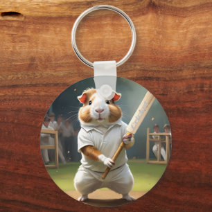 De cavia-cricketspeler: gekleed in het wit, sleutelhanger