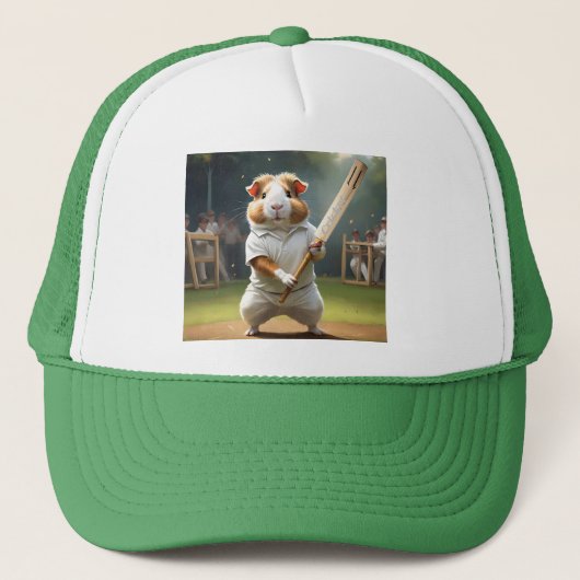 De cavia-cricketspeler: gekleed in het wit, trucker pet (Voorkant)