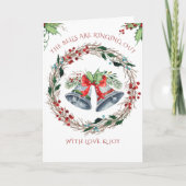 De cellen gaan uit Holly Wreath Folded Feestdagen Kaart (Voorkant)