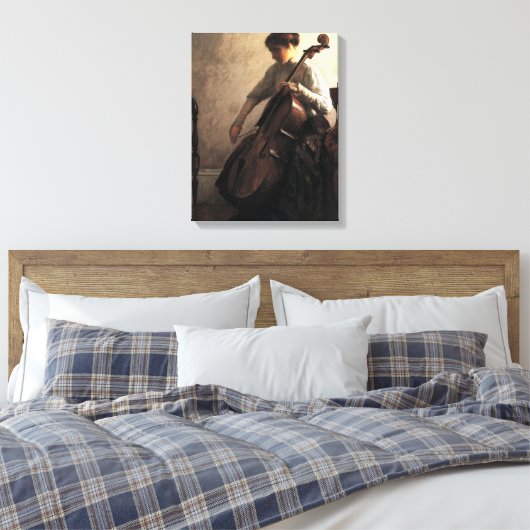 De cellist (door Joseph DeCamp) Canvas Afdruk (Insitu (Slaapkamer))