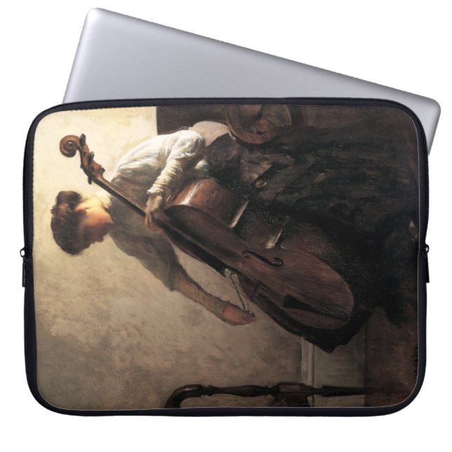De cellist (door Joseph DeCamp) Laptop Sleeve (Voorkant)