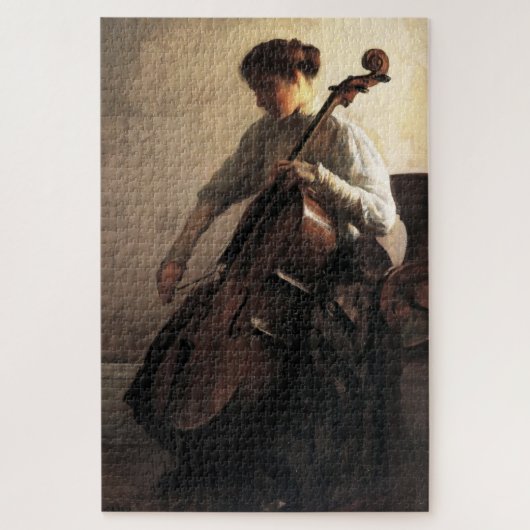De cellist (door Joseph DeCamp) Legpuzzel (Verticaal)