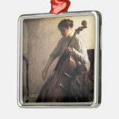 De cellist (door Joseph DeCamp) Metalen Ornament (Links)
