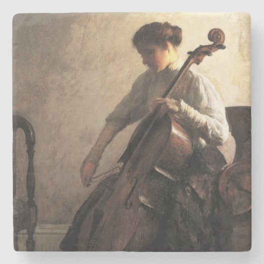 De cellist (door Joseph DeCamp) Stenen Onderzetter (Voorkant)