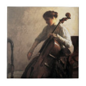 De cellist (door Joseph DeCamp) Tegeltje (Voorkant)