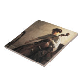 De cellist (door Joseph DeCamp) Tegeltje (Zijkant)