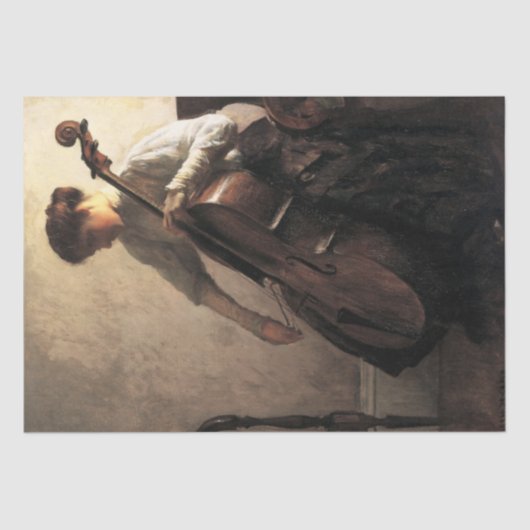 De cellist (door Joseph DeCamp) Tissuepapier (Voorkant)