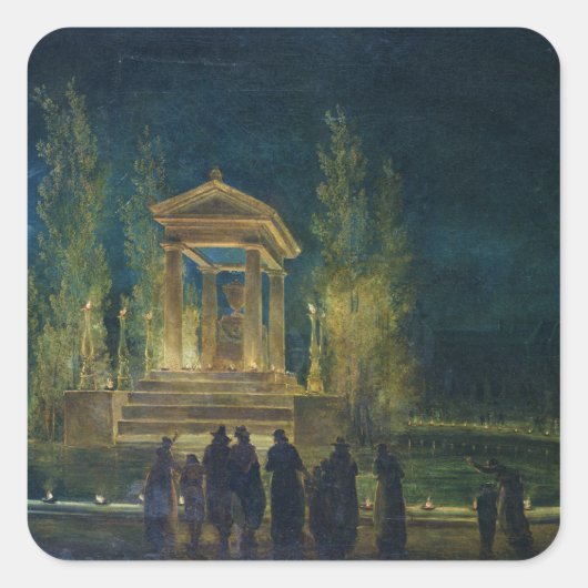 De Cenotaph Jean Jacques Rousseau Vierkante Sticker (Voorkant)