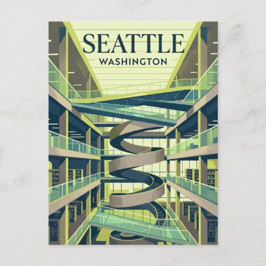 De Centrale Bibliotheek van Seattle USA Briefkaart (Voorkant)
