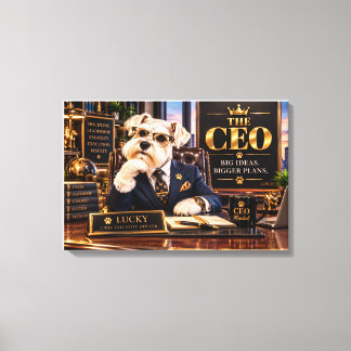 De CEO Schnauzer Kantoor Muur Kunst – Grappige Exe Canvas Afdruk
