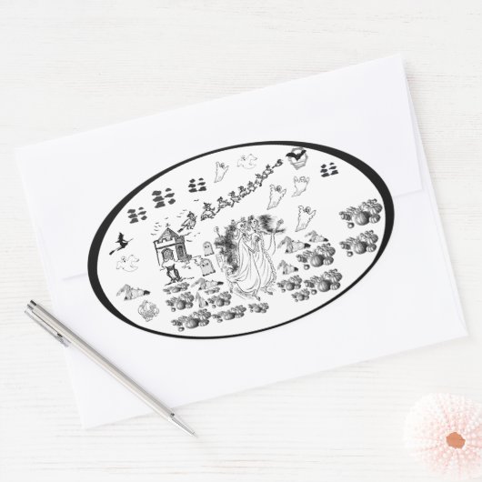 De ceremonie in Haunted - Ovale Sticker (Envelop)