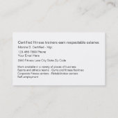 De Certificatie van de geschiktheid Visitekaartje (Achterkant)