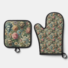 De Cerulean Muse - Gotisch Victoriaans Ovenwant & Pannenlap Set