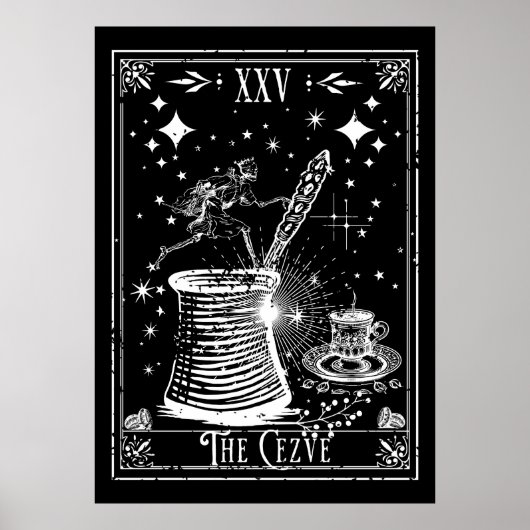 De Cezve Turks Koffie Tarot Kaart Poster (Voorkant)