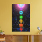 De Chakra's - Met Sterren en Meditatie Canvas Afdruk (Insitu (Woonkamer))
