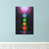De Chakra's - Met Sterren en Meditatie Canvas Afdruk (Insitu (Houten vloer))