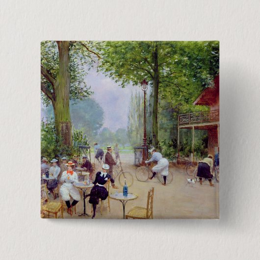 De Chalet du Cycle in de Bois de Boulogne Vierkante Button 5,1 Cm (Voorkant)