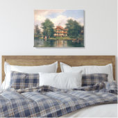 De Chalet met Gele deur in Bois de Canvas Afdruk (Insitu (Slaapkamer))