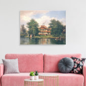 De Chalet met Gele deur in Bois de Canvas Afdruk (Insitu (Woonkamer))