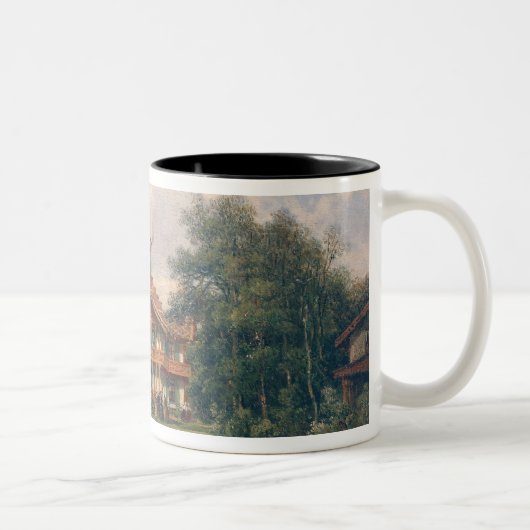 De Chalet met Gele deur in Bois de Tweekleurige Koffiemok (Rechts)