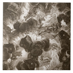 De Chaos, gegraveerd door Bernard Picart (1673-173 Tegeltje