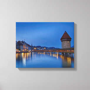 De Chapelbrug in Lucerne Canvas Afdruk