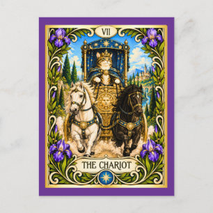 De Chariot Cat Tarot - Triomf en Wilskracht Briefkaart