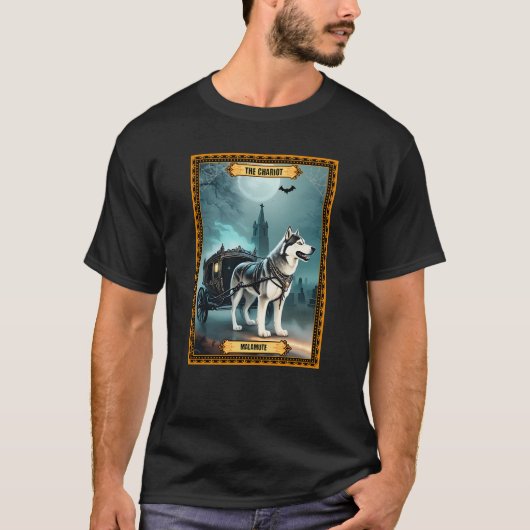 De Chariot Malamute Halloween Tarot Kaart T-shirt (Voorkant)