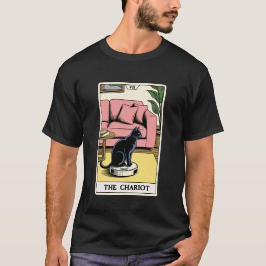 De Chariot Robot Stofzuiger Kat Grappige Tarot C T-shirt (Voorkant)