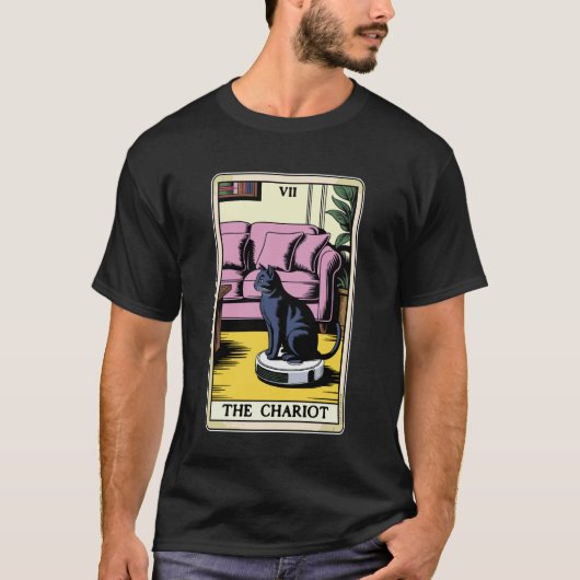 De Chariot Robot Stofzuiger Kat Grappige Tarot C T-shirt (Voorkant)