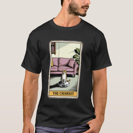 De Chariot Robot Stofzuiger Kat Grappige Tarot C T-shirt (Voorkant)