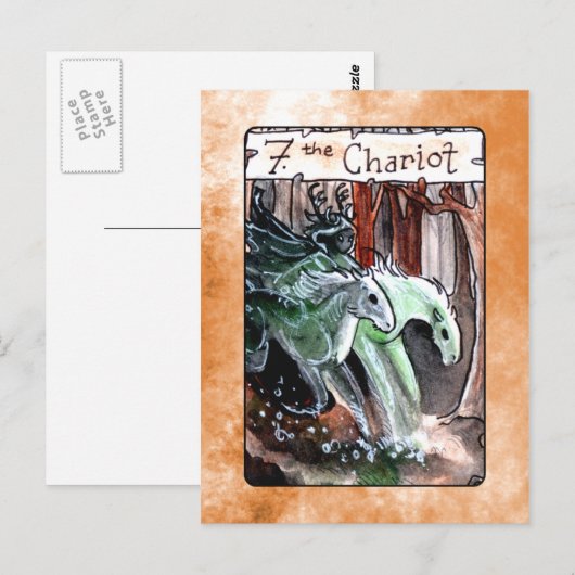 De Chariot Tarot-kaart Briefkaart (Voorkant / Achterkant)