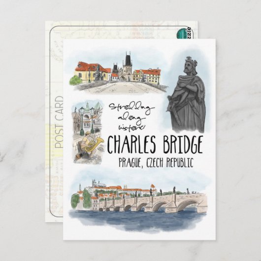 De Charles Bridge Prague - Briefkaart (Voorkant / Achterkant)