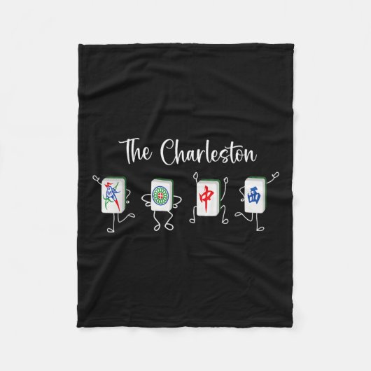 De Charleston Mahjong, Grappige Mahjong Dans Fleece Deken (Voorkant)