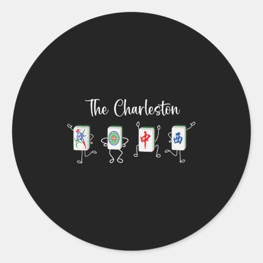 De Charleston Mahjong, Grappige Mahjong Dans Ronde Sticker (Voorkant)