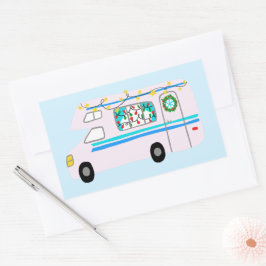De charmante kerstcamera's met  RV's Rechthoekige Sticker