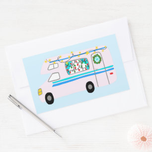 De charmante kerstcamera's met  RV's Rechthoekige Sticker