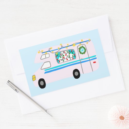 De charmante kerstcamera's met  RV's Rechthoekige Sticker (Envelop)