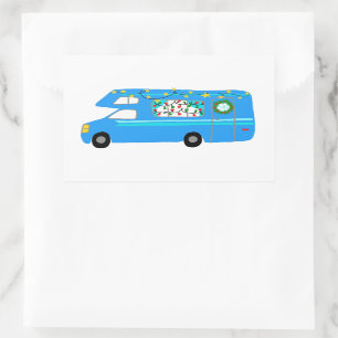 De charmante kerstcamera's met  RV's Rechthoekige Sticker